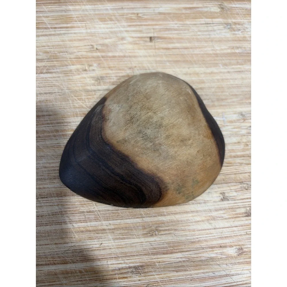Kenyan hand-carved 4.25x3 Inches Rustic Olive Wood Bowl & Bone Spoon And Inlay